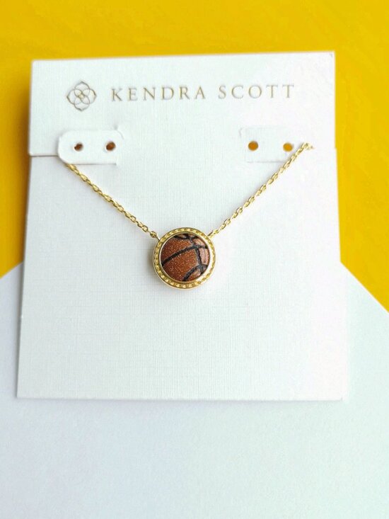 Kendra Scott Jewelry - Basketball Gold Orange Goldstone Short Necklace by Kendra Scott